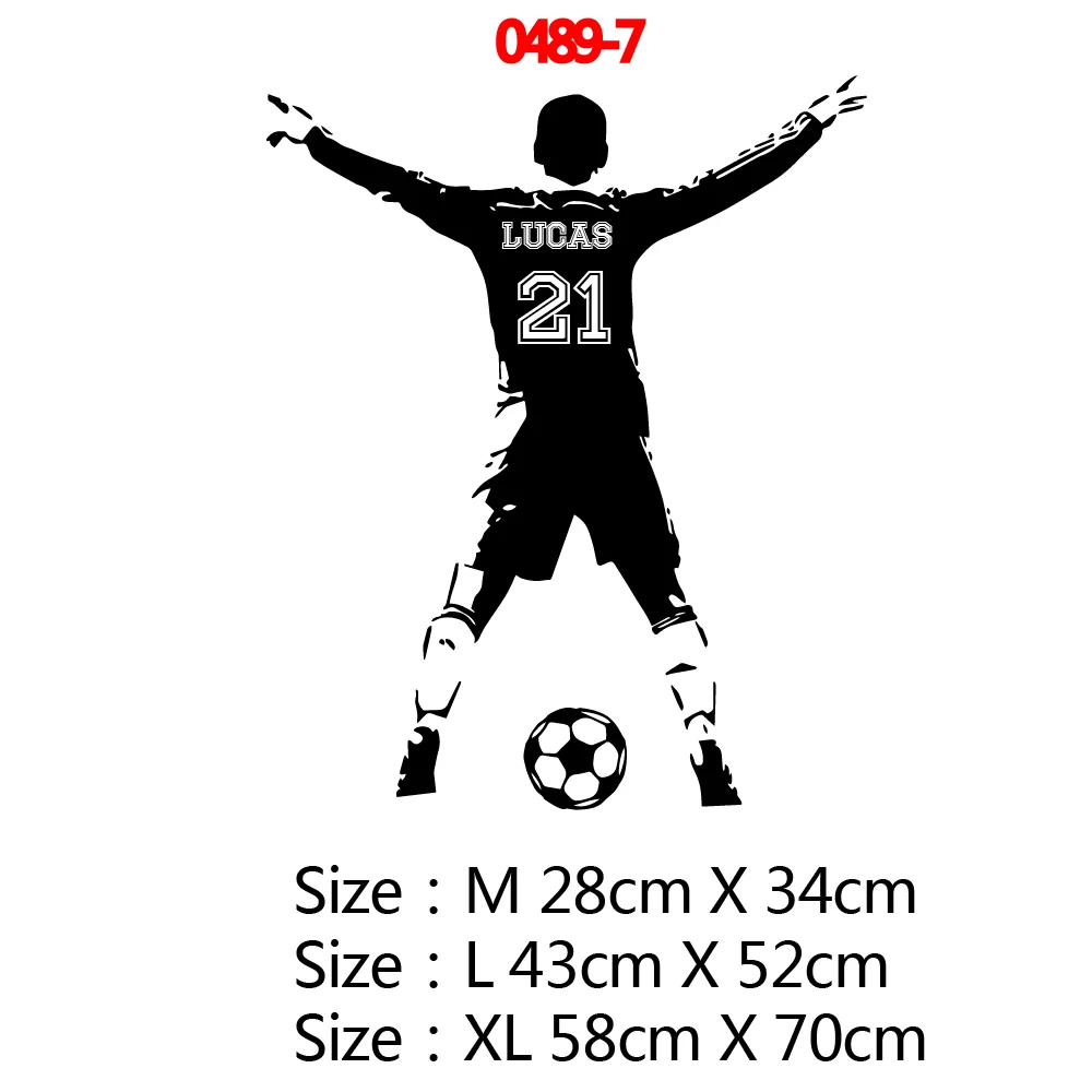 0489-7 Personalized Custom Name Sports Wall Sticker Football Basketball Hockey Player Home Decor For Living Room Art Decal Wallsticker - Color: 0489-7