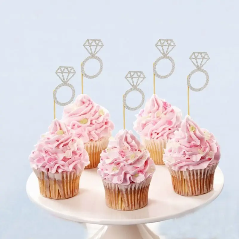 10 дюймов бриллиантовое кольцо топперы для кексов палочки свадьбы дня рождения