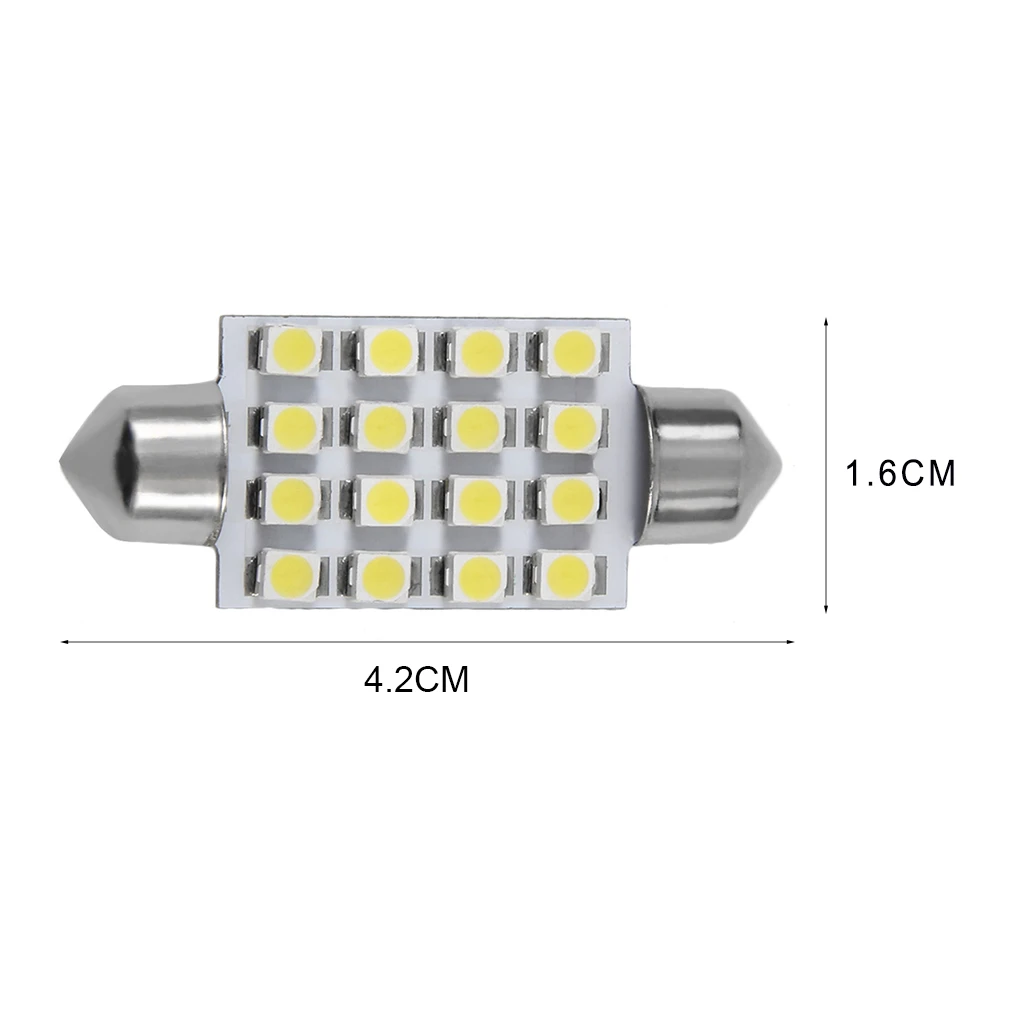 

Practical Multifunctional White 42mm 16SMD Car LED Festoon Dome Map Light Bulb Long Lasting Life new
