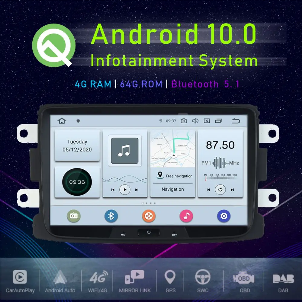 JSTMAX 9 &quotAndroid 10 0 автомобильный GPS-плеер для Renault Duster Dacia Sandero Captur Lada Xray 2 Logan