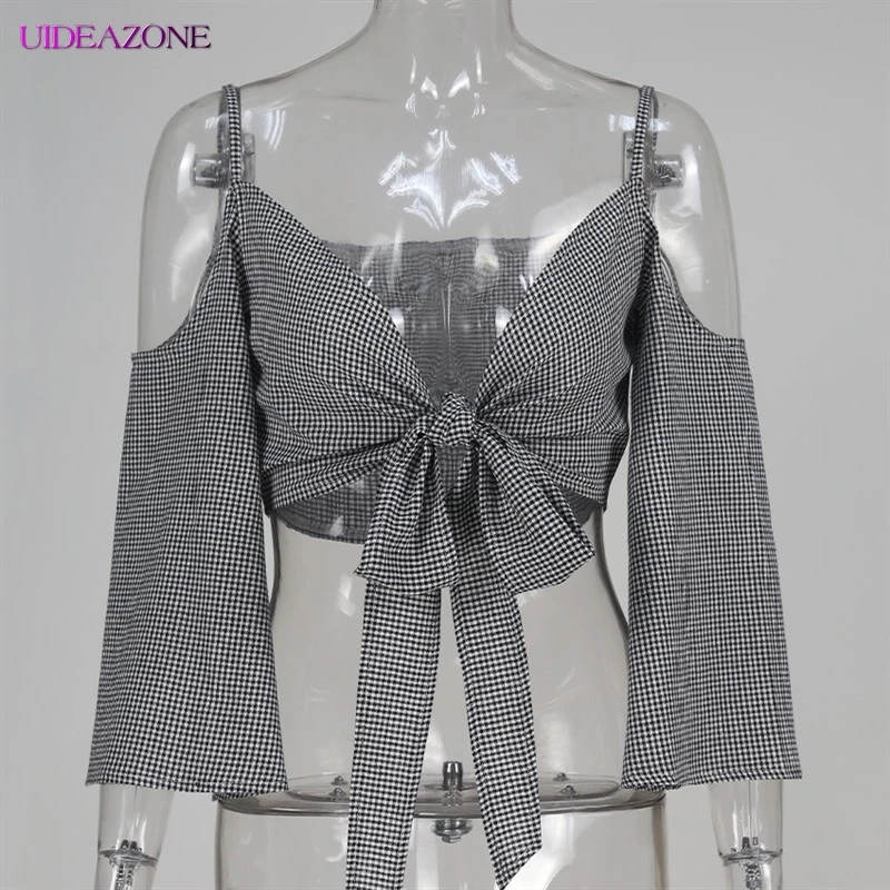 UIDEAZONE женские сексуальные футболки с v-образным вырезом открытыми плечами