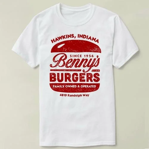 

Benny's Burgers Hawkins DIY Tee Short Sleeve Cotton T-shirt Women and Men