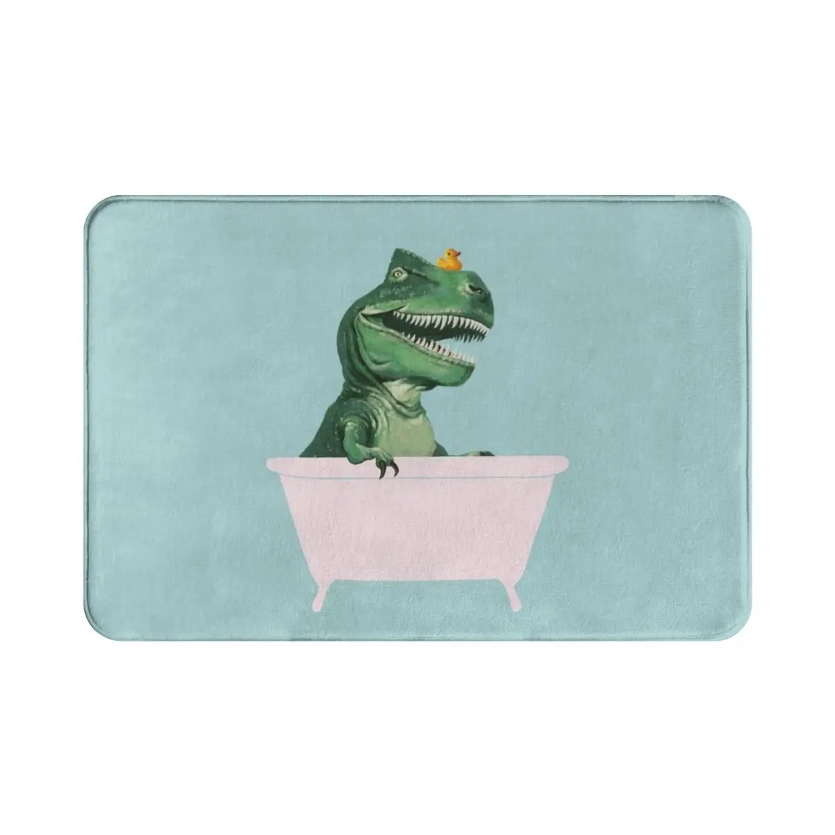 

Playful T-Rex In Bathtub Polyester Doormat Rug carpet Mat Footpad Non-slip Sand Scraping Corridor Kitchen Bedroom balcony toilet
