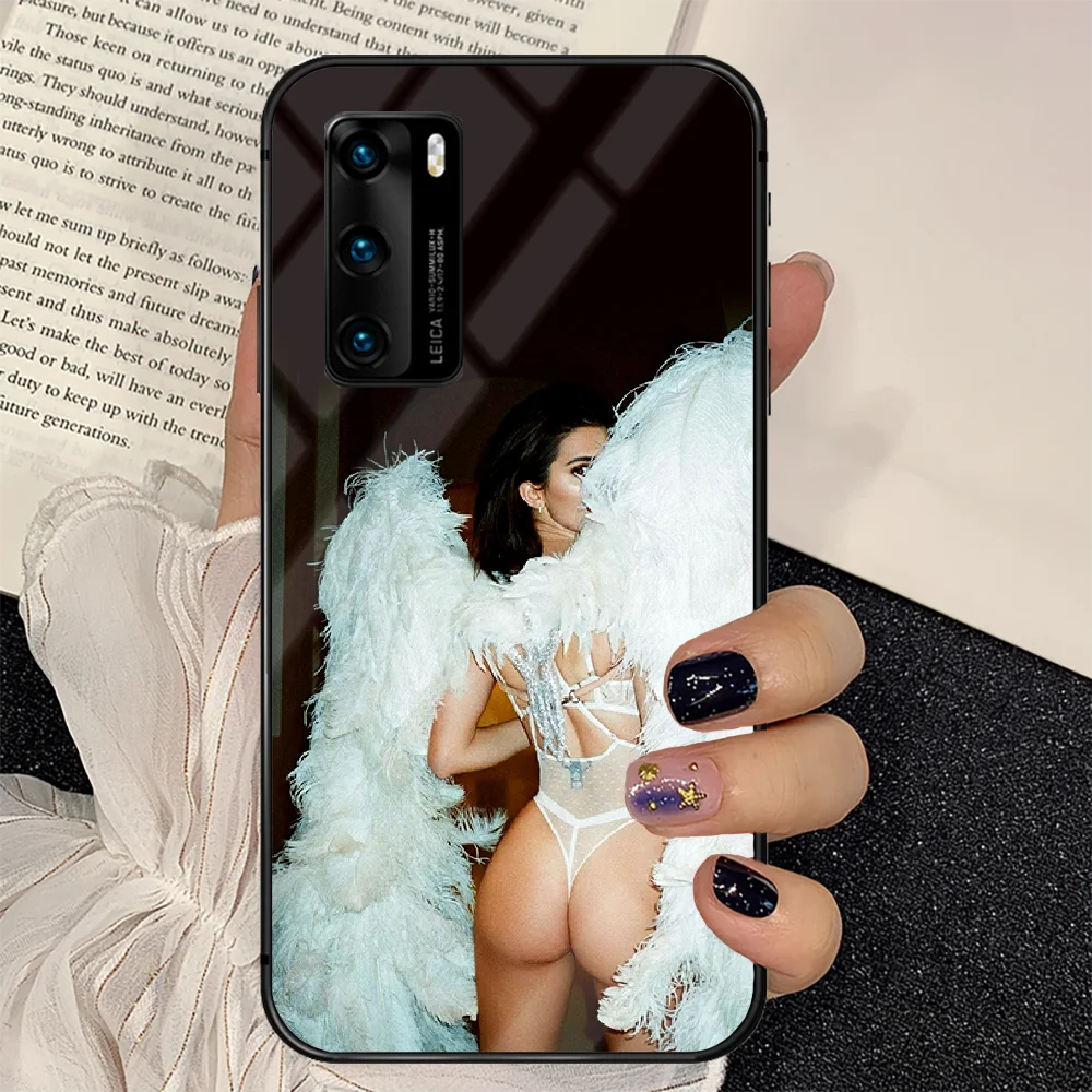 

sexy model Kendall Jenner Phone Tempered Glass Case Cover For Huawei P Nova Mate 5T 20 30 40 E Pro Lite Smart 2019 2021 Coque