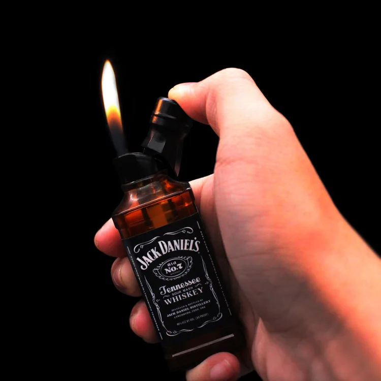 Head fire Креативная Бутановая газовая зажигалка, ветрозащитная бутылка для вина, зажигалки, коллекция подарков, аксессуары для сигарет, надувной пожарный стартер - Цвет: Head fire