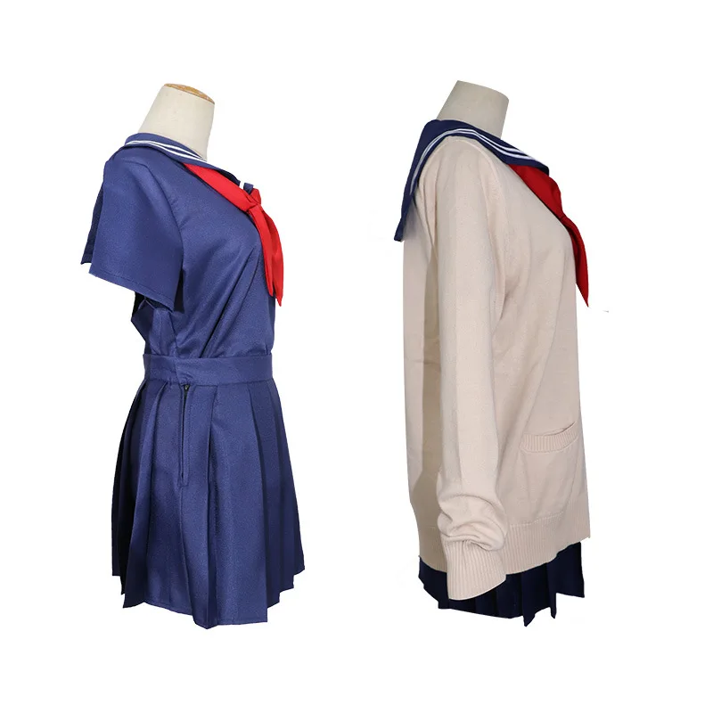 

Anime My Hero Academy Roles Himiko Toga Navy Blue Short Sleeve Skirt Suits Cospaly Costumes School Uniforms Knitwear Sets