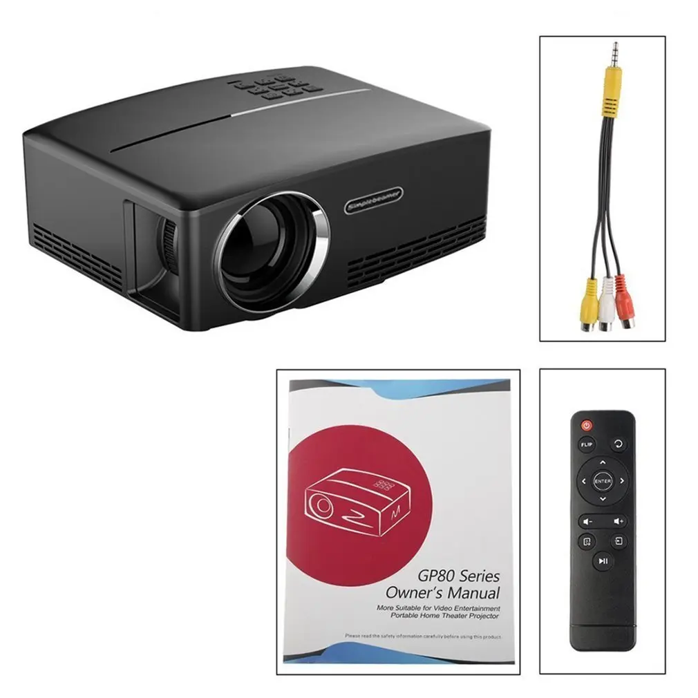 Мини портативный проектор 1080P LED LCD VGA hdmi домашний кинотеатр 1800 лм - Цена: 5 043,09 руб.