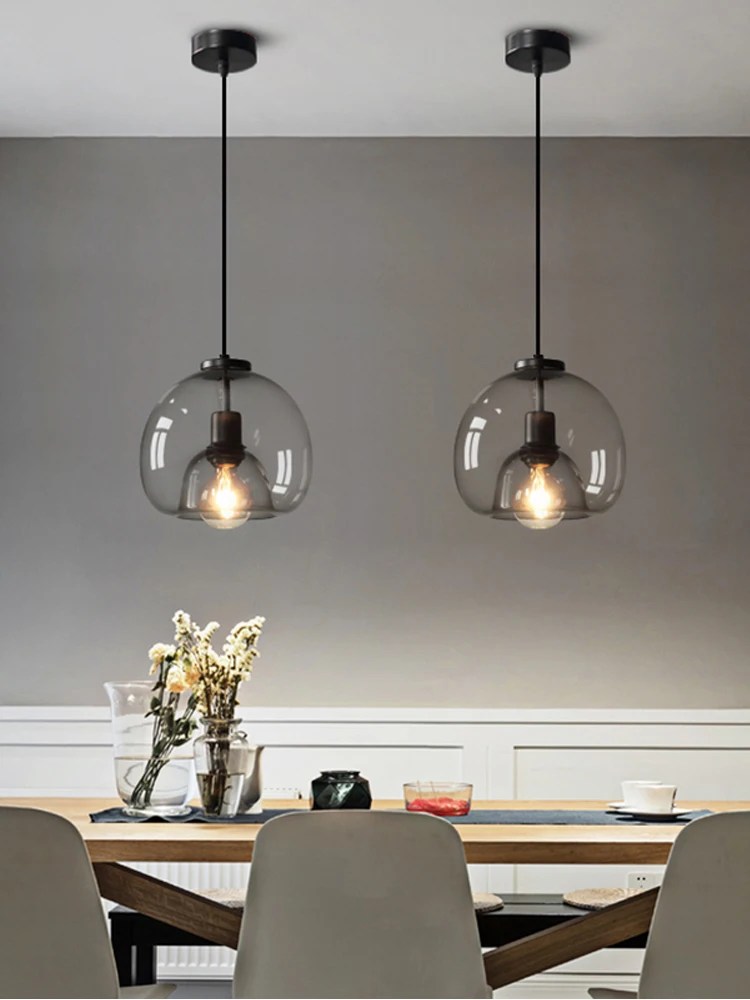 Modern Led Pendant Lights Lighting for Bar Restaurant Dining Room Office Study Loft Indoor Grey Glass Ball Decor Hanging Lamps | Освещение