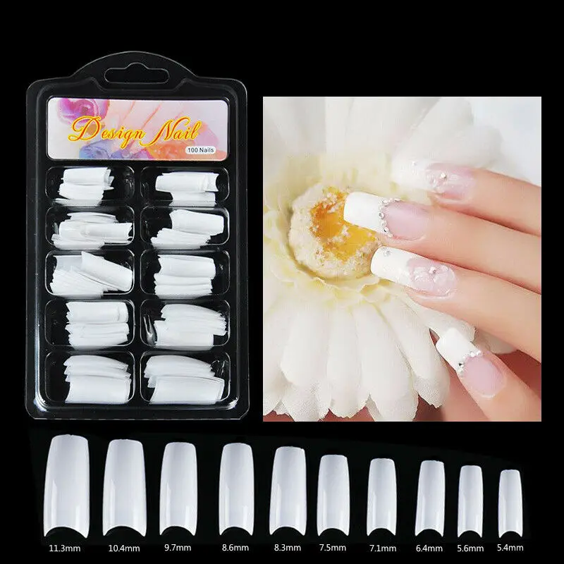 100 шт. натуральный белый Ложные Акриловые акриловый Фрезер для ногтей cо