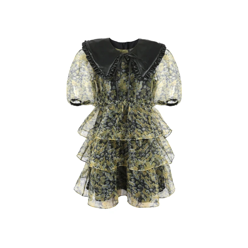 

2020 Women golilla sleeveless lace dress Sexy embroidery floral black short party Ladies spring chic night club summer dress