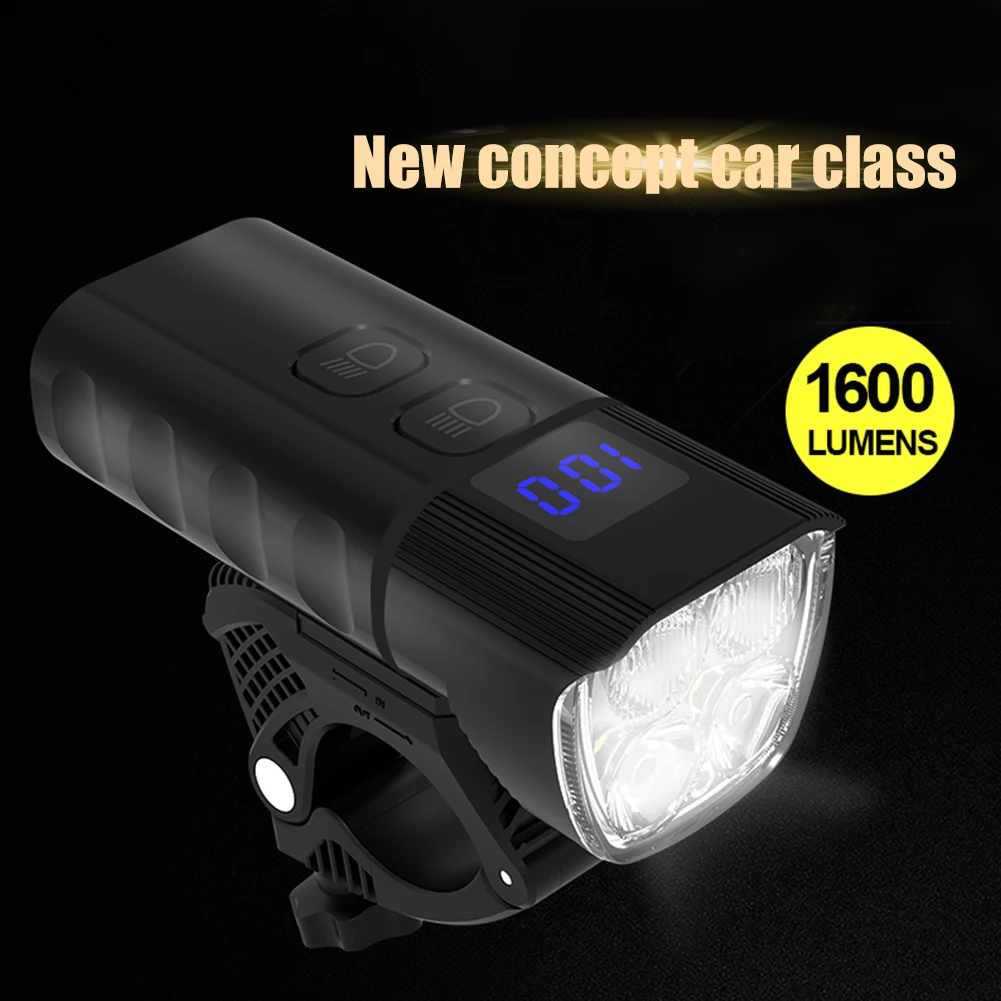 

4xXPG-3 1600LM LED Waterproof Mountain Bike 6400mAh Light Power Display USB Type-C Charge Night Riding Warning Cycling Equipment