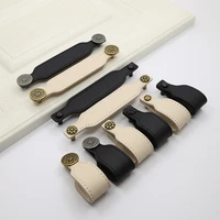 nordic classical furniture drawer knob dressing table cabinet closet door handle eco friendly artificial leather pulls