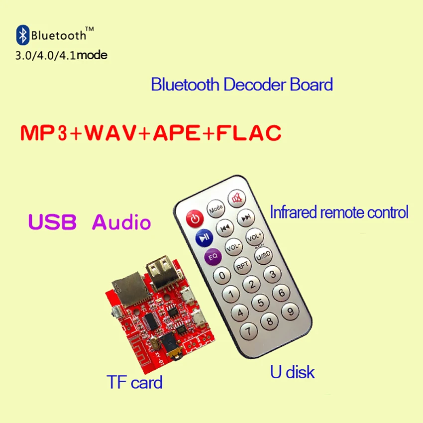 

1set Wireless Bluetooth MP3 Decoder Board with Remote Control, Car Bluetooth 4.1 Circuit Board Module Lossless Decoding Module