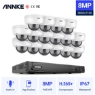 Сетевая система видеонаблюдения ANNKE 4K FHD POE с 16X 8 Мп, Стандартная запись звука, Ip-камеры 8МП