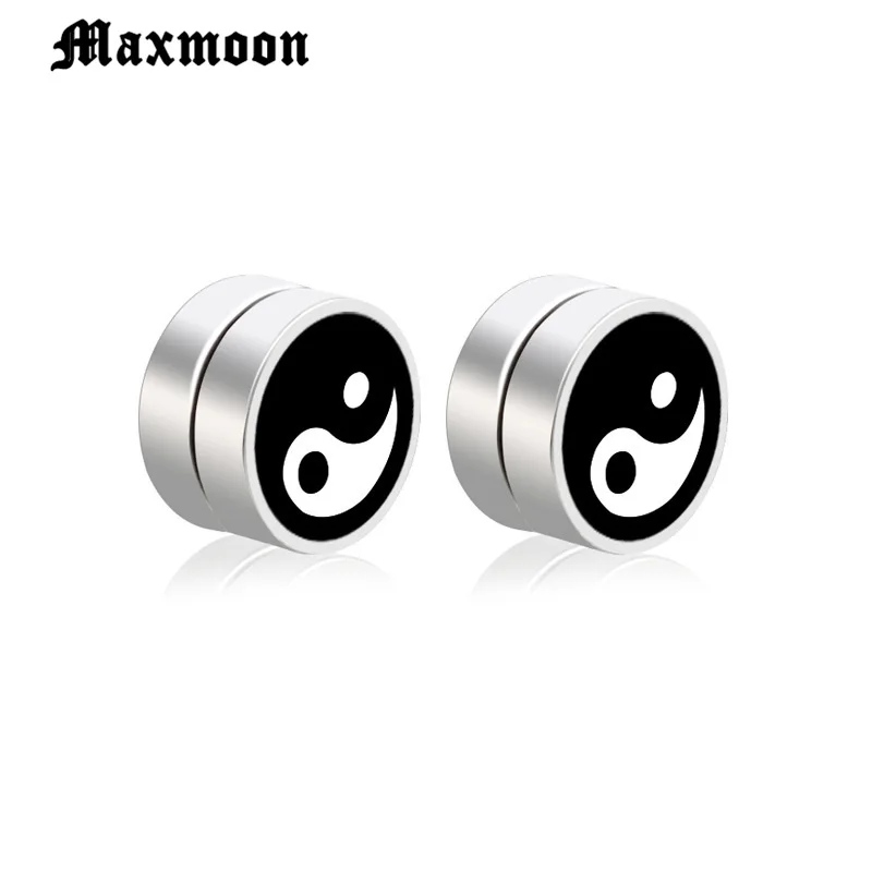 Maxmoon черные двухсторонние магнитные серьги из нержавеющей стали для мужчин с