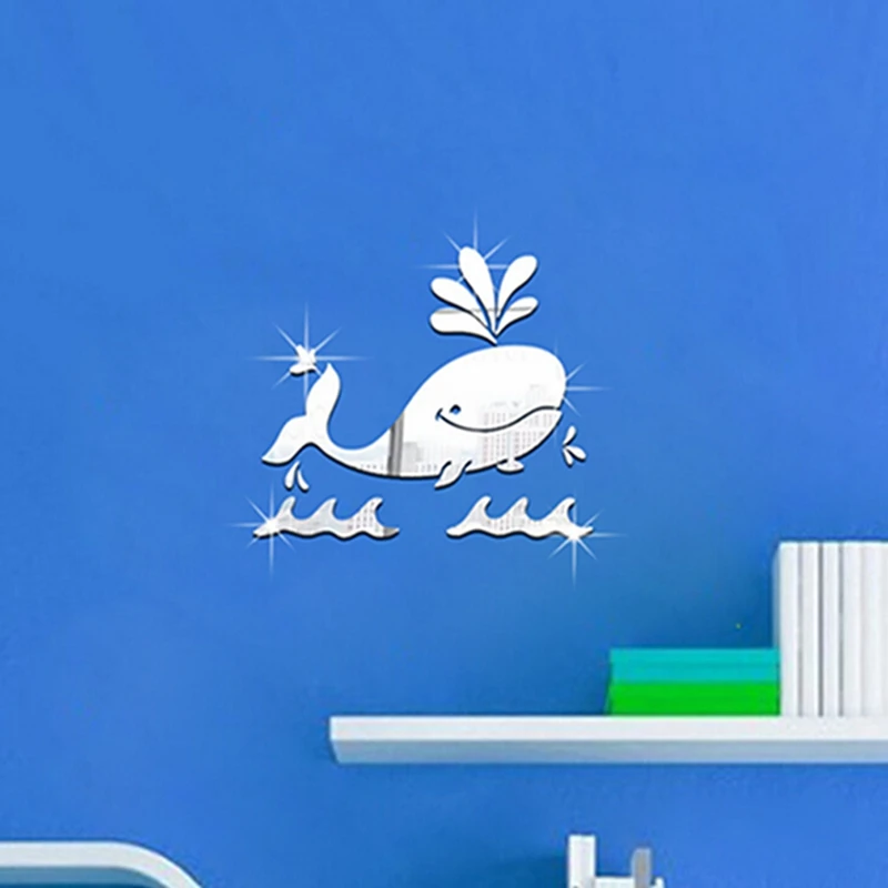 Акриловые милые настенные наклейки с 3d эффектом Кита для детской комнаты