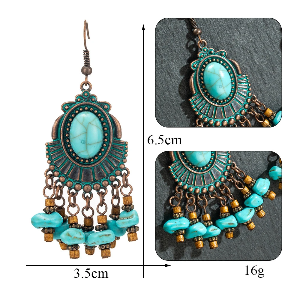Conjunto de brinco de folha de flor grande do vintage Declaração de jóias feminino Bohemia étnica entrega de bronze longa brincos pendurados para mulheres