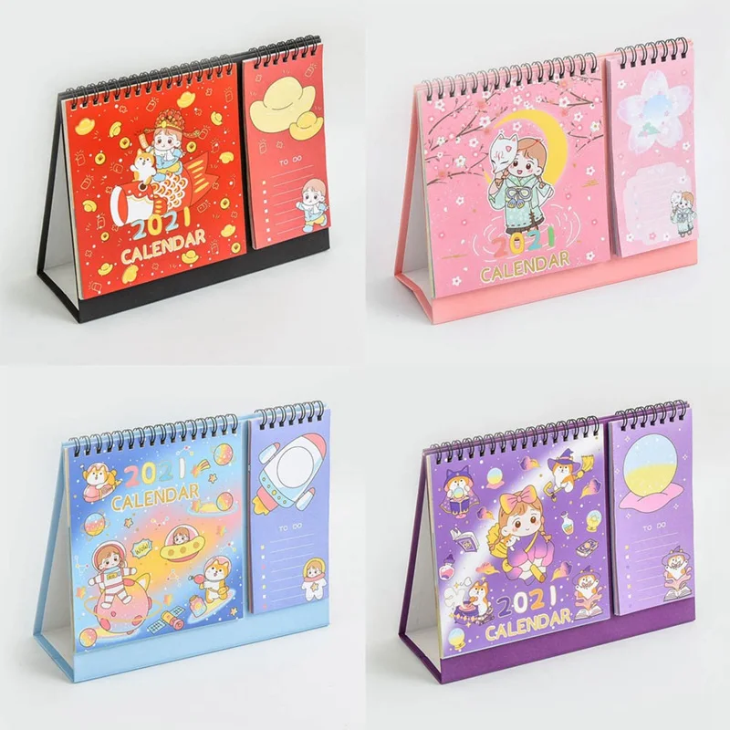 

1Pc Cartoon Desk Calendar Paper Desk Calendars Daily Month Schedule Planner 2020.8-2021.12 School Office Supplies