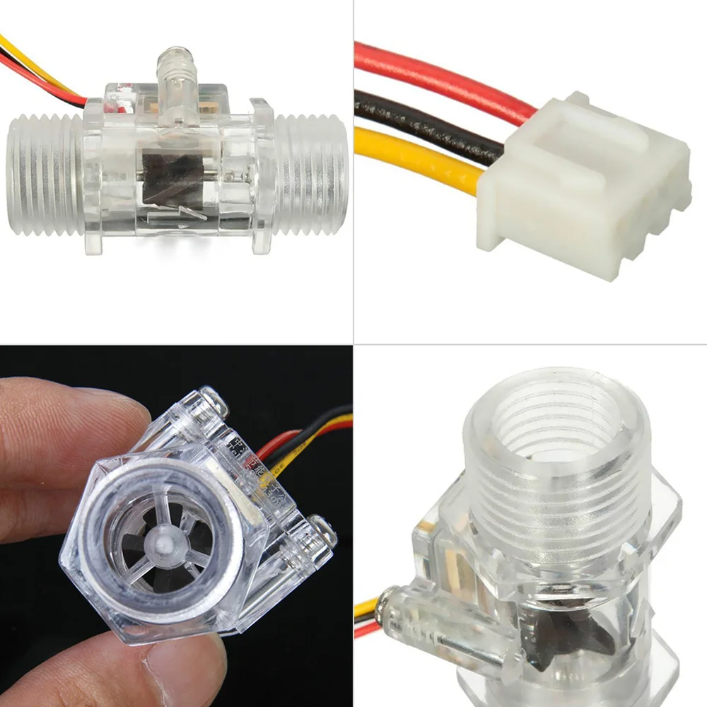 YIMAKER G1/2 дюйма DC3.5V-12V датчик расхода воды контроль воды прозрачное измерение зал датчик потока индикатор
