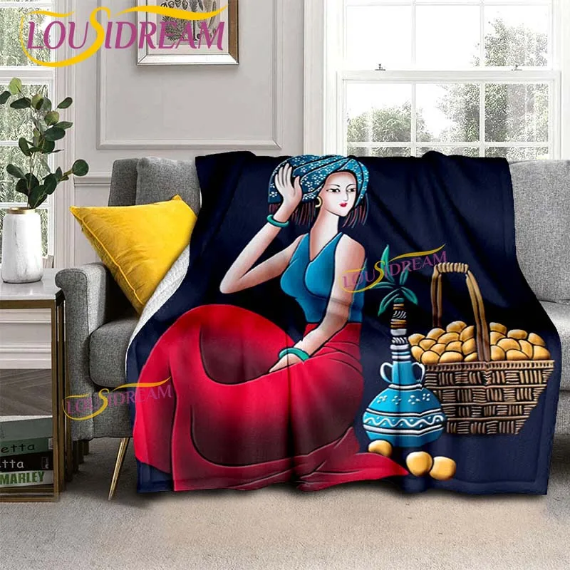 Фланелевое Одеяло в этническом стиле с абстрактными персонажами мягкое плюшевое