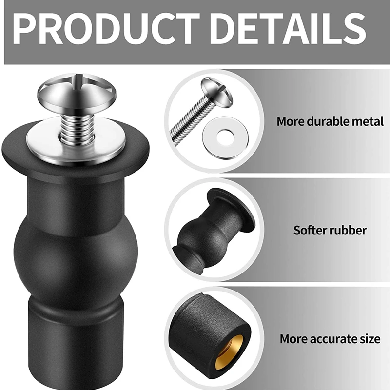 

10 Pieces Toilet Seat Screws Universal Toilet Expanding Screws Toilet Seat Hinge Bolt Replacement Rubber Blind Hole