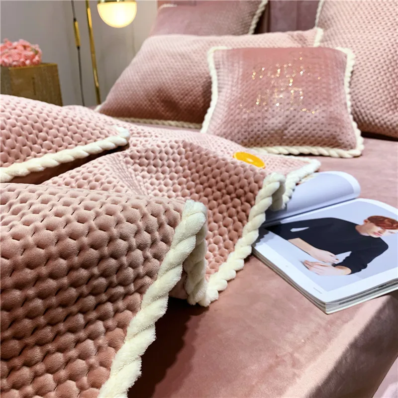 4/7 шт. роскошный Твердый Цвет бархат Постельное белье (пододеяльник простынь и