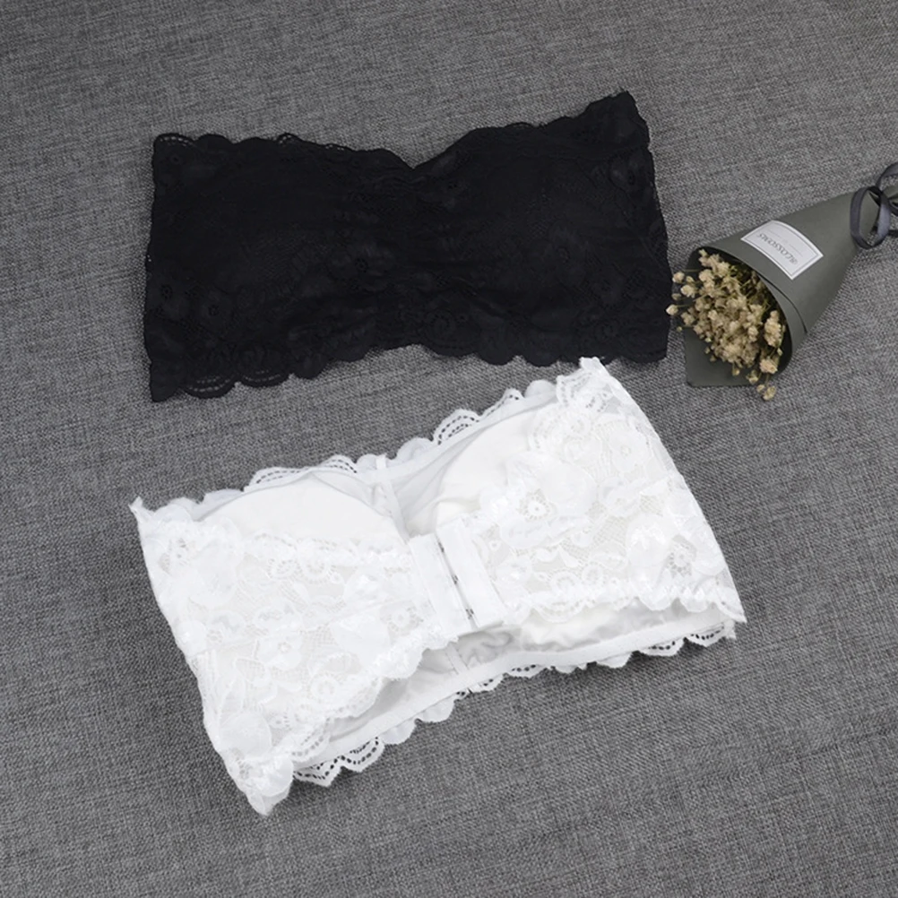 2 шт женский один размер без бретелек кружевной бюстгальтер бандо Мягкий съемный