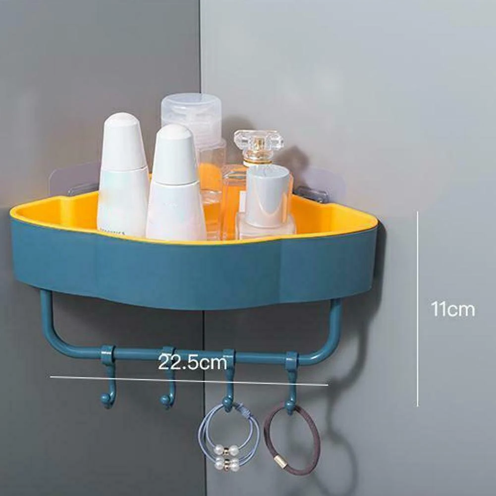 

Hot Shower Caddy Shelf Bathroom Wall Basket Rack Storage Corner Holder Organizer with Hooks D6