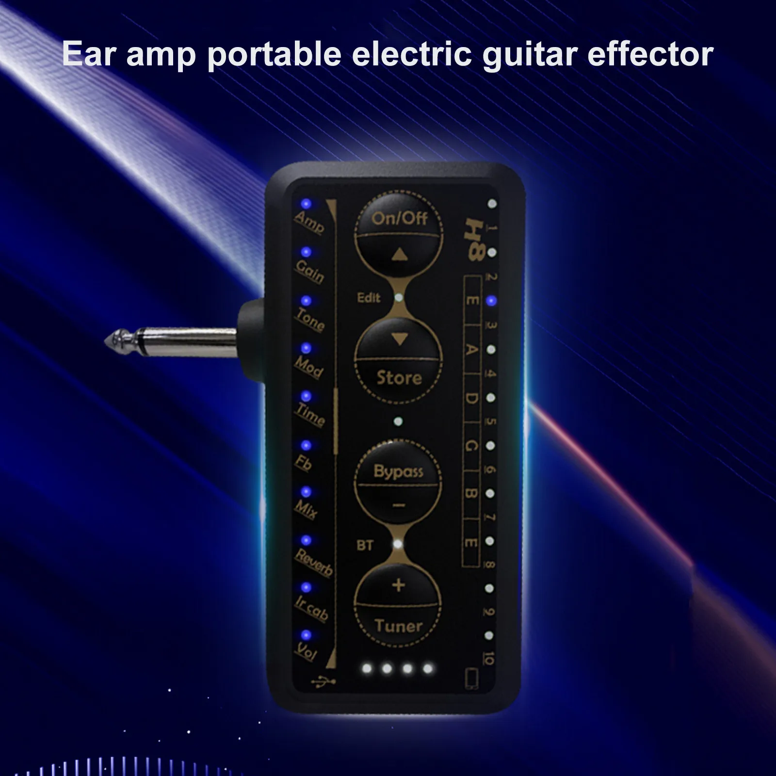 

Portable Electric Guitar Amplifier H8 Mini Headphone Amplifier Built-in Delay Tuner Effect IR Cabinet Guitar Accessories