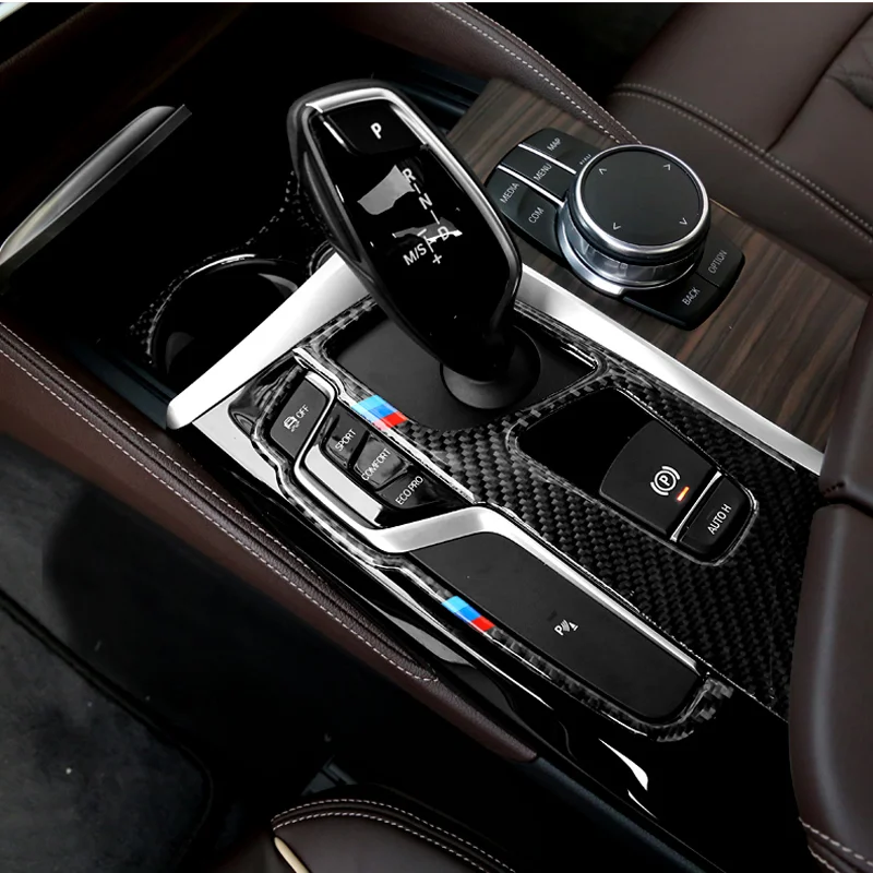 

Carbon Fiber Car Styling Gear Shift Box Sequins Cover Trim Stall Decoration strip sticker for BMW G30 G38 6GT Auto Accessories