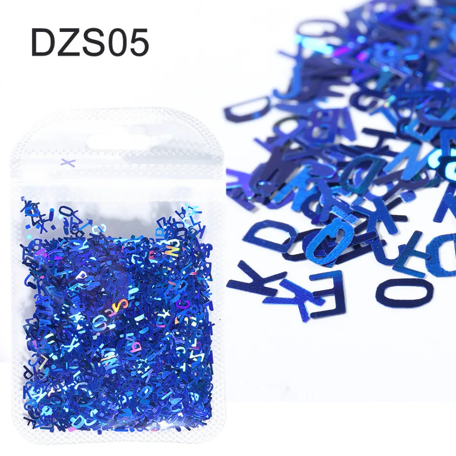 

2021 Hot Nail Sequin 5g/bag Retro Alphanumeric Hybrid Laser Nail Thin Patch Nail Art Decorations Nail Rhinestones Nail Art