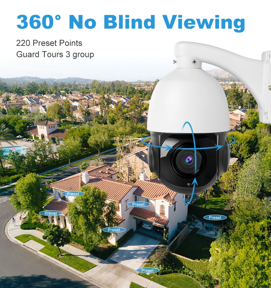 Anpviz 1080P POE PTZ IP купольная камера Открытый ONVIF 30X зум Водонепроницаемая скоростная купольная камера 2MP, HIKVISION