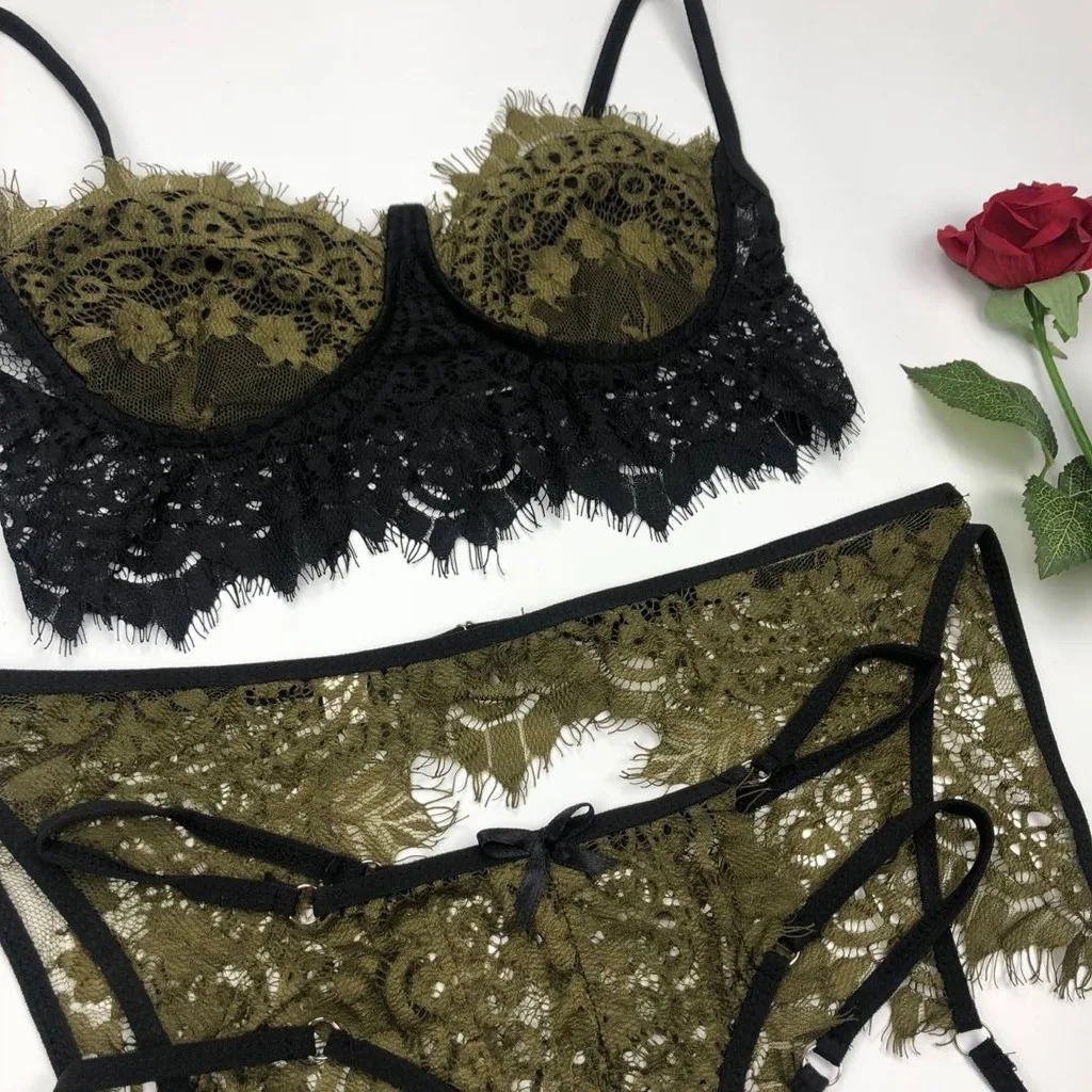 3 шт женское кружевное пикантное белье с бретельками бюстгальтер и трусики Комплект подвязок нижнее белье Babydoll Сексуальная Кружевная подвязка нижнее белье набор нижнее белье 30