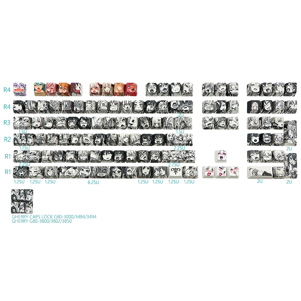 PBT 110key Ahegao Keycap сублимационный OEM профиль японский аниме для Cherry Gateron переключатель