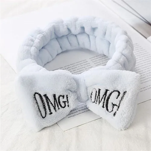 OMG-Light blue Милые эластичные ободки с кошачьими ушками для женщин, девушек, макияж, мытье лица, повязка для волос, маска для лица, повязка для волос, аксессуары для волос - Цвет: OMG-Light blue