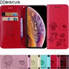 Кожаный чехол-книжка с 3D розами для iPhone 11 Pro X XS 12 Mini XR телефона для iPhone 7 8 6 6S Plus 5 5S SE 2020 чехол-кошелек из ТПУ