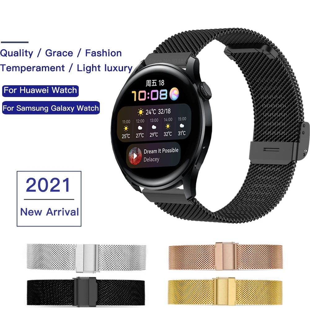 

Stainless Steel Metal Bracelet For Samsung Galaxy Watch 3 41mm 45mm Watch Band For Huawei Watch 3 / Pro / GT 2 Pro/GT2 42mm 46mm
