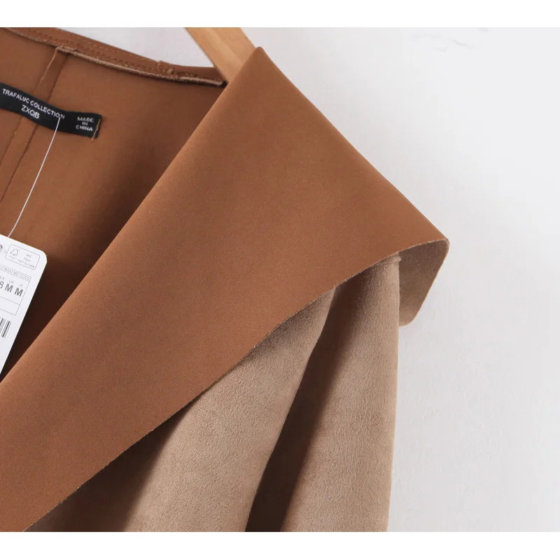 Женское шерстяное пальто za повседневное элегантное с длинными рукавами и