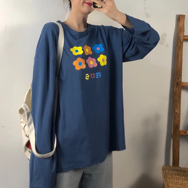 Женская футболка с длинным рукавом больших размеров Ким Хён Стиль маленький