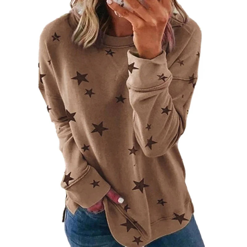 

S-5XL Loose Plus Size Pullover Hoodies Women Star Print Casual Fashion Oversized Hoodie Sweatshirt Fall Women 2021 Clothes Hot