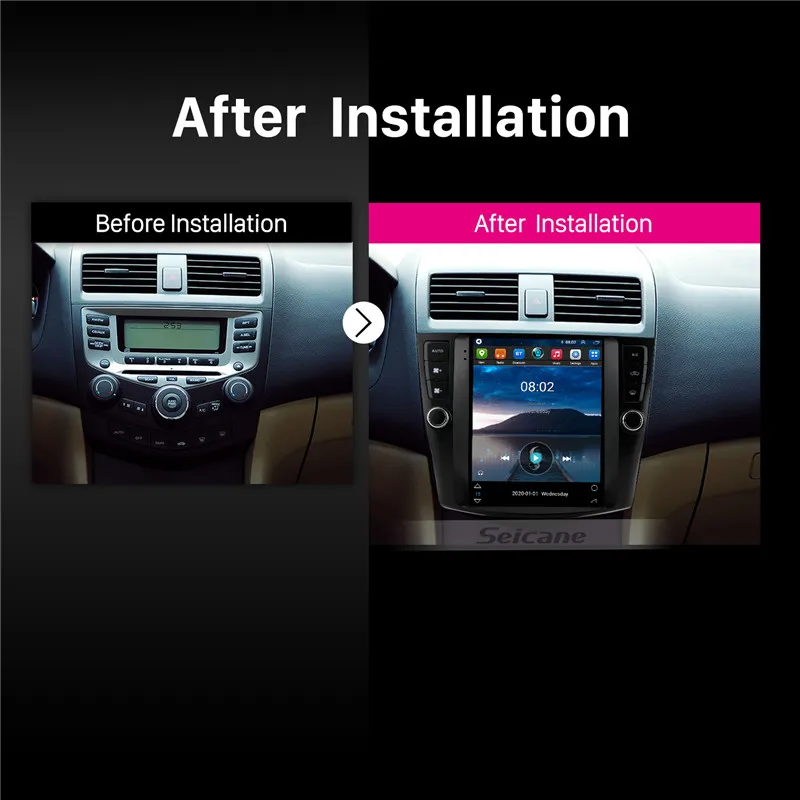 Автомагнитола Seicane 9 7 дюйма Android 10 0 2 + 32 ГБ GPS навигация для Honda Accord 2002 2008 DSP IPS