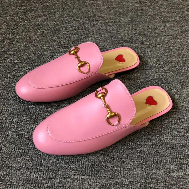 Pink Leather VISI HOP/ г.; модные Настоящий мех кролика; Шлепанцы из натуральной кожи; женские пушистые тапочки; зимняя теплая обувь - Цвет: Pink Leather