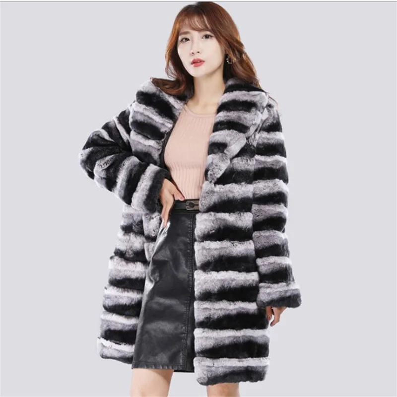 

Rex rabbit fur coats womens jacket winter warm mink fur coat casual mid-length thick windbreaker large size abrigos mujer invier