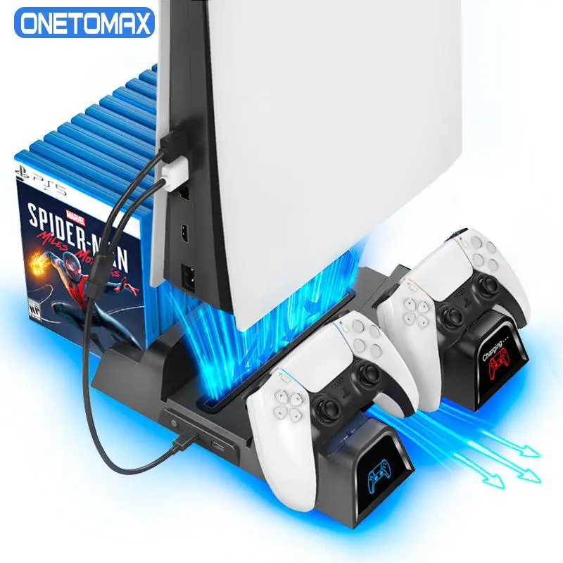 

Зарядное устройство для двух контроллеров для консоли PS5, вертикальная охлаждающая подставка, станция для быстрой зарядки для дисков PS 5/...