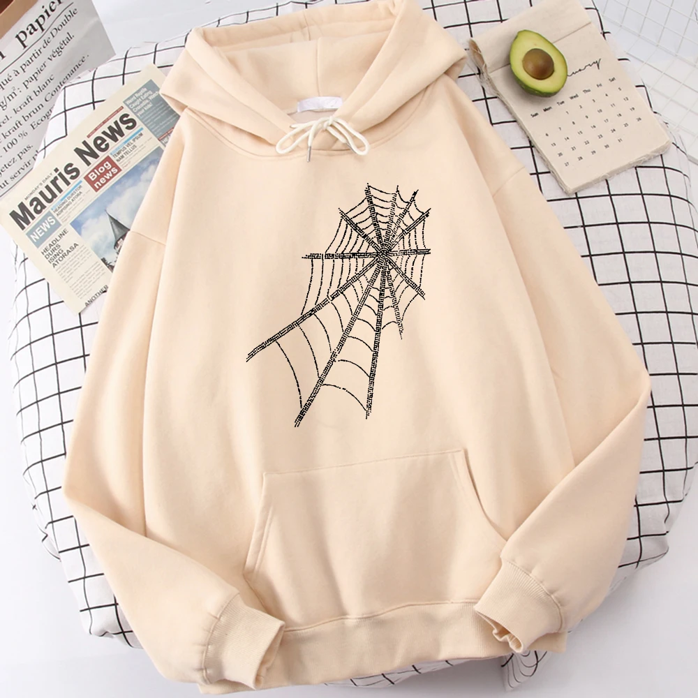 

Black Spider Web Printing Mens Hooded Coldproof Vogue Streetwear Loose Vintage Hoodie For Women Oversized Soft Men'S Sweatshirt
