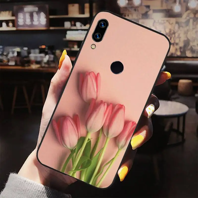 

Tulip pink flowers painting Phone Case For Xiaomi Redmi note 4 4X 8T 9 9s 10 K20 K30 cc9 9t pro lite max