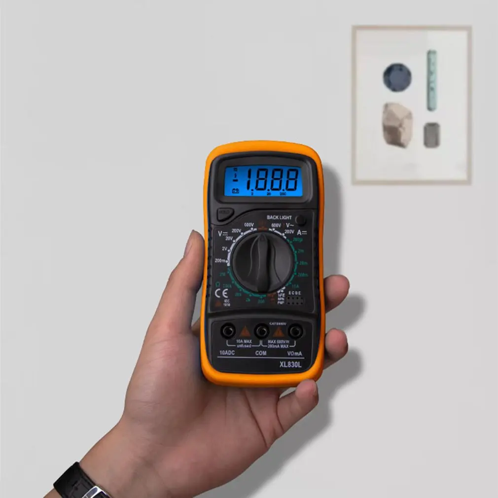

XL830L LCD Digital Multimeter Ammeter Voltmeter Ohmmeter Electric Handheld Multitester AC/DC Volt Tester Portable With Test Lead