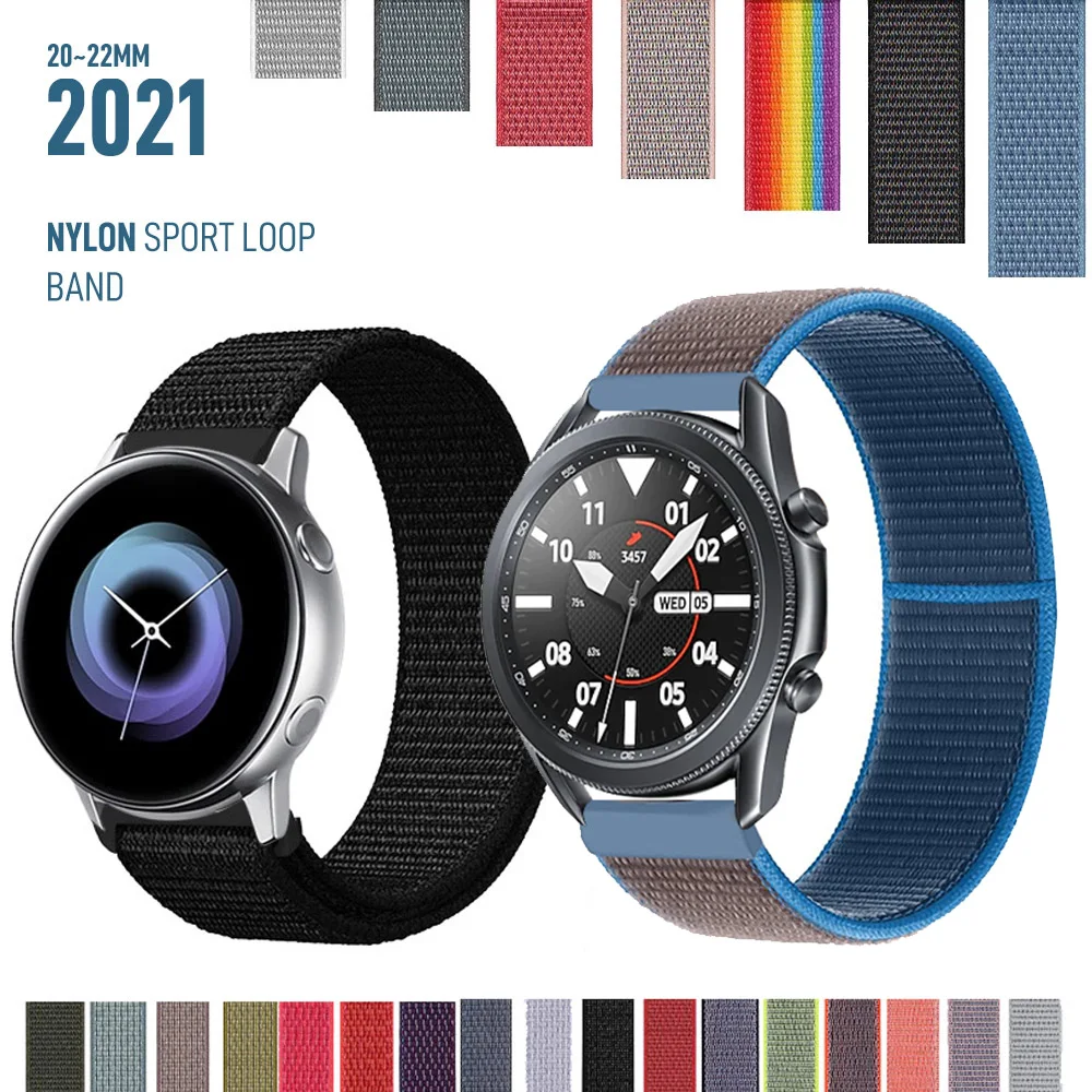 

20/22mm Nylon band For Galaxy Watch 3/46mm 42mm/active 2 Samsung Gear S3 Frontier strap Bracelet Huawei watch GT2 41 45mm strap