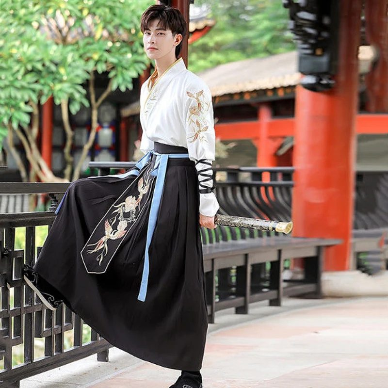 Wuxia Hanfu Male Mens Modern Chinese Traditional Stage Dress Men Plus Size Set Ancient Style Knight Costume Student Class Outfit |