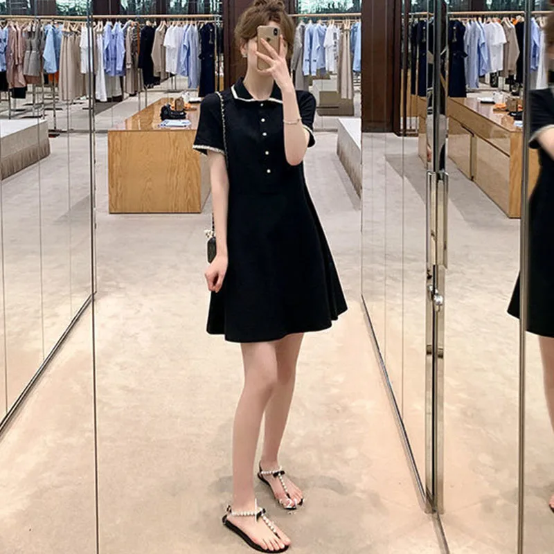 

Dress 2021 New Polo Collar Temperament Waist Slim Gentle Style Fashionable Casual Dress for Women